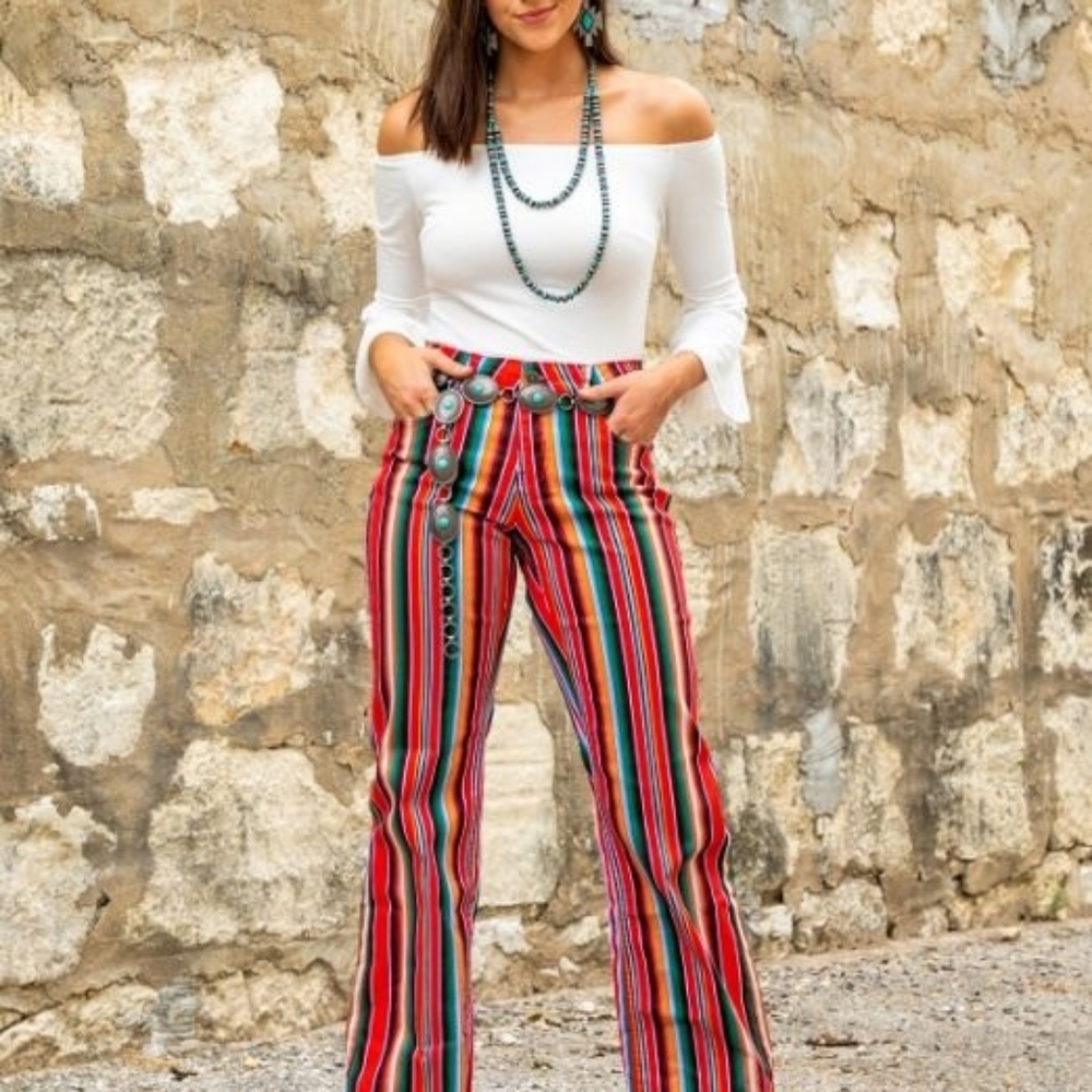 Lucky and Blessed Red Serape Flares